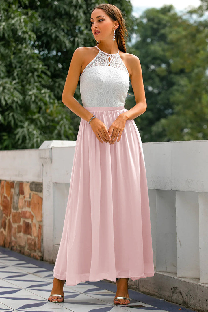 Claire | Maxi Halter Neck Dress with Flared Skirt