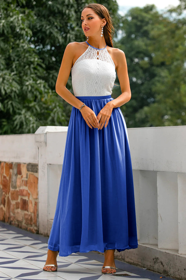 Claire | Maxi Halter Neck Dress with Flared Skirt