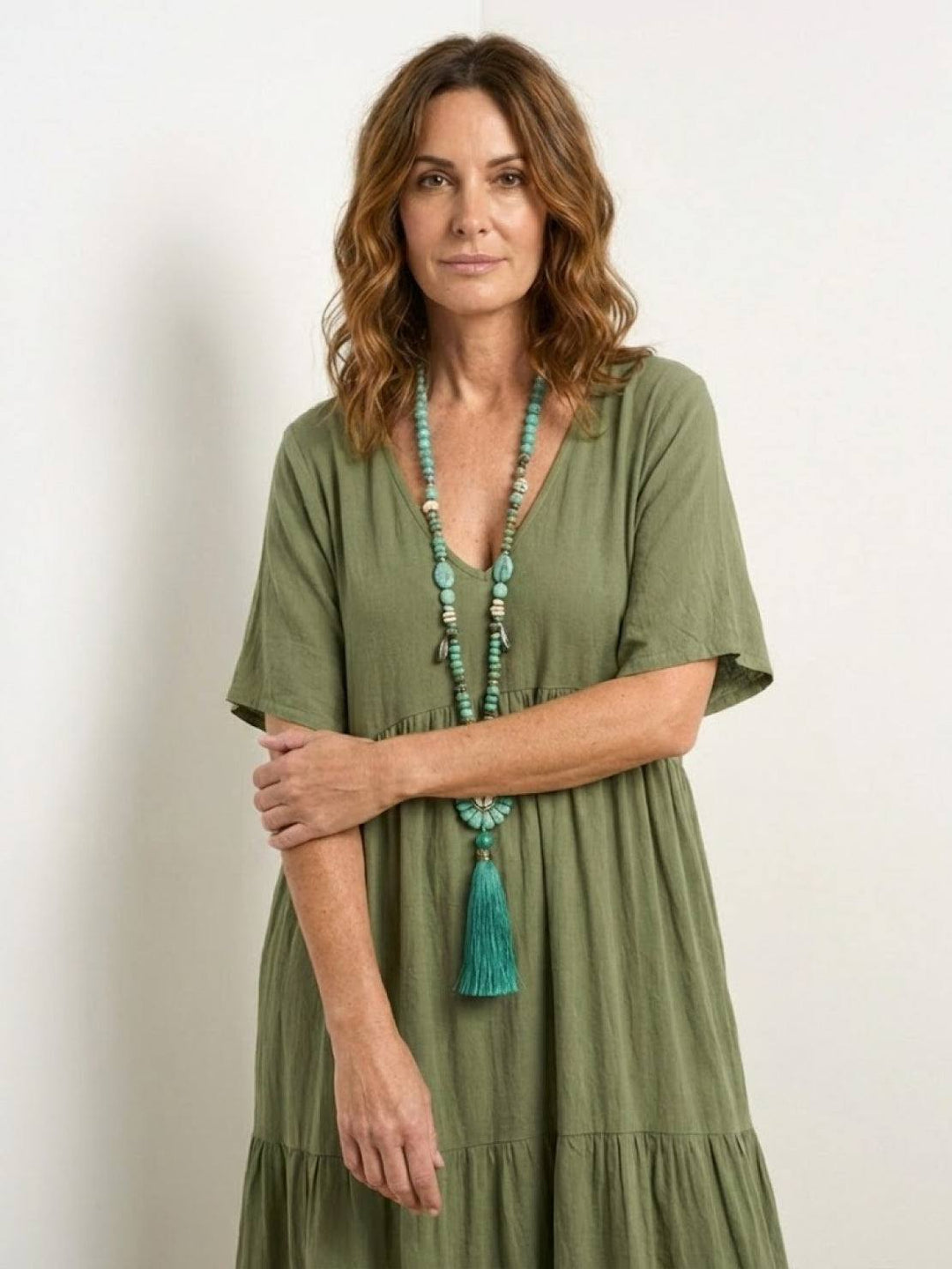 Naomi | Maxi Summer Dress with V-Neck and Tiered Skirt