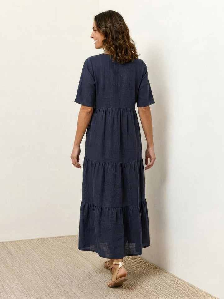Naomi | Maxi Summer Dress with V-Neck and Tiered Skirt