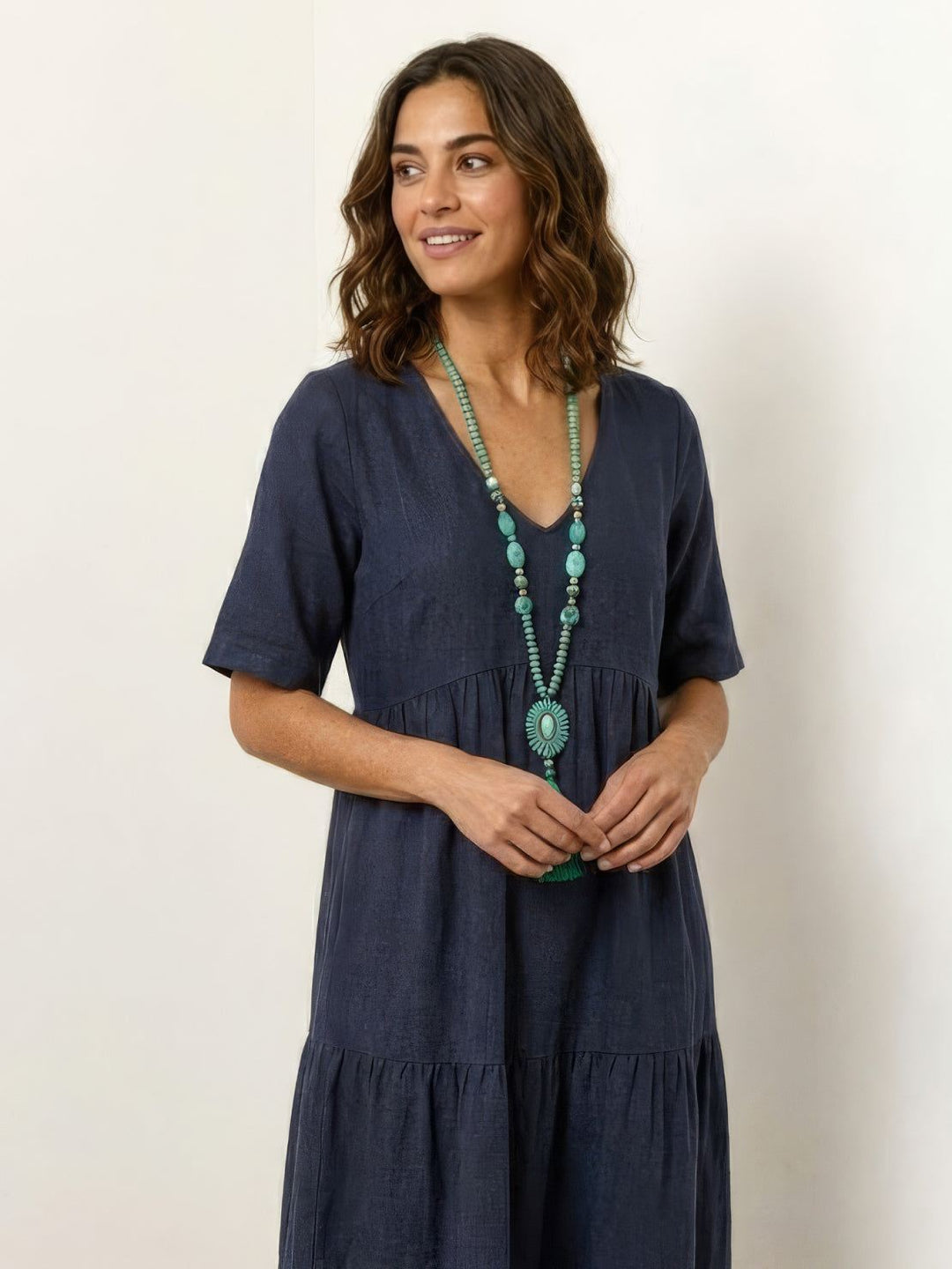 Naomi | Maxi Summer Dress with V-Neck and Tiered Skirt