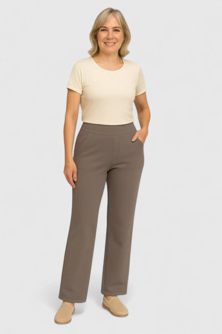 Gia | High Waist Wide-Leg Trousers with Plain Finish and Side Pockets